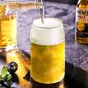 Drinking Glasses with Bamboo Lids and Glass Straw 2PCS Set, 16oz Glass Cups with Lids and Straws, Beer, Iced Coffee Glasses, Soda, Gift 1 Cleaning Brushes