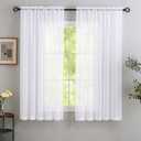 MYSTIC-HOME White Sheer Curtain Panels 72 Inch Length, Light Filtering Window Curtain Drapes Treatment for Living Room, Breathable Rod Pocket Sheer Curtains for Bedroom, 2 Panels, Each 52" Wx72 L