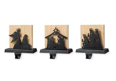 Glitzhome 2 Pcs Metal Reindeer Stocking Holder, 6.5 Inch Xmas Hanging Hooks for Stockings Stocking Hanger Christmas Indoor Decoration