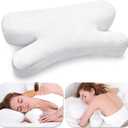 Side Sleeper Pillow for AntiWrinkle, Cooling Memory Foam Pillows for Neck Pain & Breathing Smoothly, Silky Satin AntiAging Pillow with High Low Ergonomic Design for Back and Side Sleepers (White)