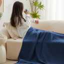 Love's cabin 100% Cotton Muslin Blanket, 6 Layer Lightweight Breathable Gauze Throw Blanket 50 x 60 Inches, Soft All Season Blanket for Couch, Bed, Sofa, Dark Blue