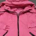 Fisoew Womens Ski Jacket Warm Hooded Insulated Waterproof Quilted Puffy Mountain Snow Winter Coat with Belt (Large, Rose Red)