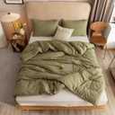 ROSGONIA King Size Comforter Set Olive Green, 3pcs (1 Boho Comforter & 2 Pillowcases), Lightweight Bedding Blanket All Season Bedspreads Quilt