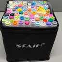 SFAIH Alcohol Markers Fine & Chisel - Ideal Christmas Gift & Stocking Stuffers - 81 Colors Dual Tip - Coloring Illustration Marker for Teens, Beginners Artist [Greeting Card, Leather Storage Box]