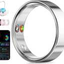 Smart Ring with Vibration Alerts, Health Tracker Ring with Body Temperature Monitor, Heart Rate, Sleep & Fitness Tracking, Waterproof Activity Ring for Men & Women, No App Fees (Silver, 6#)