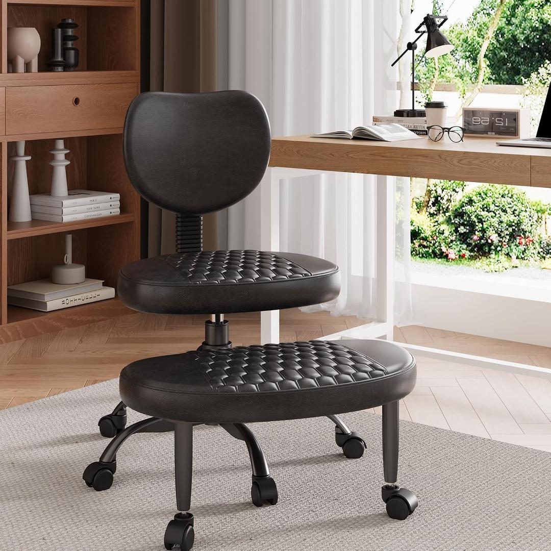 Ergonomic Cross Legged Office Chair with Back Support, 360 Degree Swivel Meditation Chair, Height Adjustable Criss Cross Chair for Yoga, Meditation, ADHD Desk (Black)