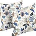 LVTXIII Outdoor Pillow Covers 20x20 Inch, 2 Pack Large Square Throw Pillow Cases, Fade-Resistant Cushion Covers for Patio Furniture Sofa, Garden Porch, Breeze Leaves Beige