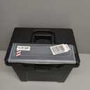 IRIS USA File Box with Lid File Organizer for Letter File w/Organizer-Lid, Plastic Mobile Filing Organizer, Water Resistant Document Box, Portable File Box with Handle, Secure Buckle, Lockable, Black