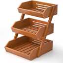 G.a HOMEFAVOR Fruit Basket for Kitchen, 3-Tier Fruit Bowl for Kitchen Counter, Vegetable Storage Stand for Fruit Shop, 15 mm Thickness, Brown