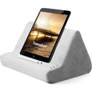 BZVV Tablet Pillow Stand with Pocket,Adjustable 3 Viewing Angle,Lazy Holder for Bed Sofa,Compatible with iPads Tablets eReaders Smartphones Books Magazines (Light Grey)