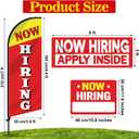 4 Pcs Feather Flag Set Include 2 Now Hiring Sign with Stake, 7 ft Now Hiring Feather Advertising Flag, Banner with Rope for Business Promotion