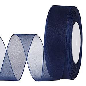 3 Pack molshine 50 Yards x 1 Inch Shimmer Sheer Organza Ribbon,Chiffon Fabric Ribbons for Bouquets Garland,Bowknot,Wedding,Gift Wrapping,Hair,Crafts,Decoration (Navy Blue)