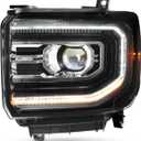 AKKON - Fits 2016-2018 GMC Sierra 1500 2019 1500 Limited [FULL LED] Projector Black Headlights w/DRL Tube Driver Left (Driver Side)