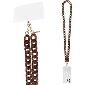 Case-Mate Crossbody Phone Lanyard / Chain [Works with All Phones] Hands-Free Strap - Cell Phone Charm - Neck Chain Holder for iPhone 17 Pro Max / 16 Pro Max / 15 Pro Max / 14 / S26 - Tortoiseshell