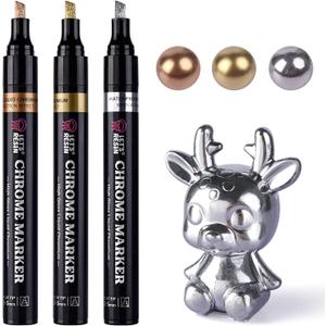 LET'S RESIN Liquid Mirror Chrome Metallic Markers 3 Colors,Reflective Gloss