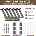 6 Pack Heavy Duty Shelf Brackets 10 inch, Floating Shelf Brackets(1/5-Thick) Hidden & Decorative