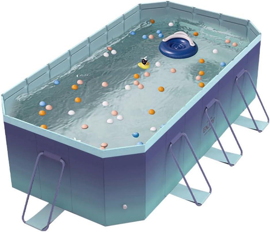 YYW Foldable Swimming Pools Above Ground Pool Garden Big Frame Pools Outdoor Full-Sized Square Pools for Family Adult Kid Dog Easy to Assemble (9.6ftx64.96 x 21.65in(L*W*H))