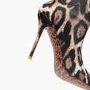 NEWBELLA Women's Over Knee High Boots - Leopard Print Stiletto Heels Pointed Toe Side Zipper for Fall Winter 8