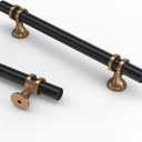 Asidrama 10 Pack 5 Inch(128mm) Champagne Bronze and Matte Black Kitchen Cabinet Handles, Cabinet Pulls Kitchen Cabinet Hardware Cupboard Handles Drawer Pulls (5" Hole Center)