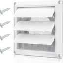 4 Inch Dryer Vent Cover for Exterior Wall Vent Hood Outlet Airflow, Dryer Air Vent with Screen with 4 Screw for Easy Installation, White