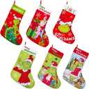 Personalized Christmas Stockings Set of 6,Christmas Stockings Bulk 6 Packs, Red Stockings Christmas,Christmas Decorations for Family Holiday Party Decor