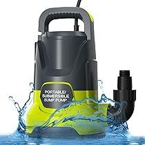 Portable Sump Pump 1 HP Submersible Water Draining Pump 4500 GPH Clean/Dirty Electric Water Transfer Pumps with Adapters for Pool Basement Garden Spa Hot Tub Pond Flood Yard Water Tank