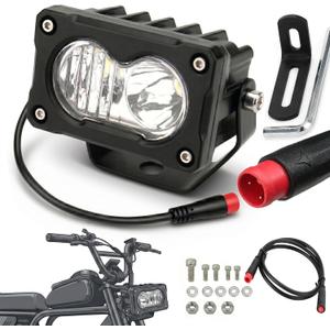 2-Pin Julet Baja Style eBike Headlight for Rad Power Style Bikes 10V-80V 30W Full Aluminum IP68 Waterproof Front Lamp Compatible with Dual Bracket Mount- Verify Connector Before Purchase.