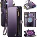 Defencase for Samsung Galaxy S24+/ S24 Plus Magnetic Wallet Case Compatible with Magsafe with RFID Blocking Zipper & Card Holder, PU Leather Detachable Phone Case for Galaxy S24+/ Plus 5G 6.7", Purple