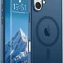 SUPFINE Magnetic for iPhone 16 Case with Screen Protector (Compatible with MagSafe) (Military Grade Drop Protection) Translucent Matte Shockproof with Anti-Fingerprint Phone Case,Deep Blue