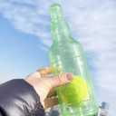 Wine Bottle Dog Toy, Fun Interactive Cute Squeaky Dog Toys with Tennis Ball Inside, Ideal for Large/Medium/Small Dogs to Fetch Games and Bonding Time,Medium-Green (2.17" x 2.17" x 7.87")