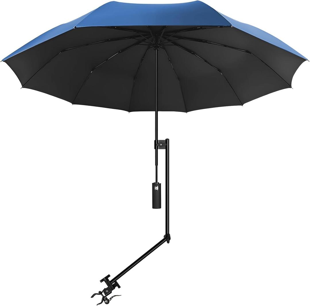 UPF 50+ Beach Umbrella with Adjustable Universal Clamp