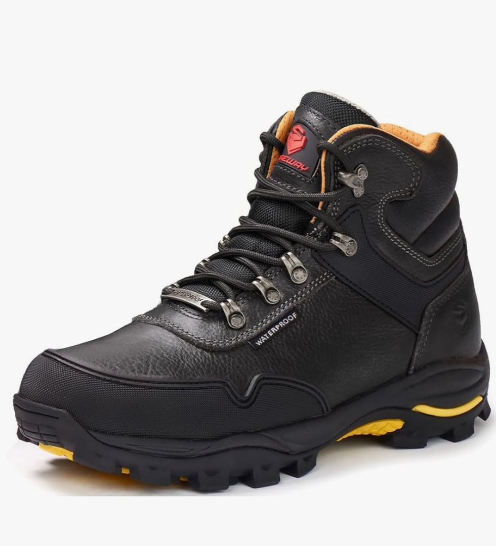 SUREWAY Men's 6" Soft/Steel Toe Heavy Duty Waterproof Work Boot - Leather,Lace Up,Oil/Slip Resistant Dual-Density Comfortable EH Construction Industrial Ankle Safety Men Work Boots,Roofing, Hunting, Size 11