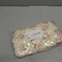 Givurao 3Pcs Cotton Quilted Makeup Bag for Women Girls, Large Floral Cosmetic Bag Set Cute Makeup Brushes Aesthetic Accessories Storage Bag Pink Flower Travel Toiletry Bag Organizer