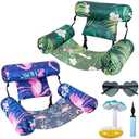Inflatable Pool Lounge Chairs - 2 Pack Adjustable Floating Pool Chairs for Adults, Comfortable Water Hammock with Soft Fabric, Perfect for Pool Parties, Beach, and Lake Fun