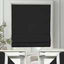 Changshade No Drill Roman Shades Cordless Blinds Blackout for Indoor Windows, Room Darkening Black Out Tension Rod No Hardware No Tools Inside Mount, Shade Size 33 Inches Wide 64 Inches High, Black