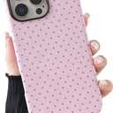 Compatible with iPhone 15 Pro Case, Fashion Cute Polka Dot Pattern Aesthetic Design for Women, Soft TPU and Hard Back Shockproof Phone Case for iPhone 15 Pro 6.1 inch, Pink
