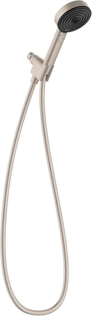 hansgrohe Pulsify S Handheld Shower Head Set Modern 3-Spray PowderRain, IntenseRain, Pulsating Massage with QuickClean with Hose in Brushed Nickel, 2.5 GPM, 04917820