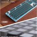 SEUNKWANG EWEADN GX710S Backlit Computer Keyboards, Wired USB Keyboard with Blue Backlit, Metal Panel, Plug and Play, Pudding Keycaps Full Size Quiet Computer Keyboard for Win/PC/Laptop-Black