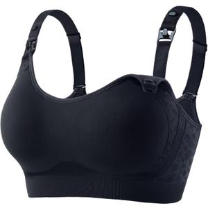 HOFISH Nursing Bras for Breastfeeding, TwinClips Wearable Pump Bra Fixed Pad, Adjustable Support Maternity Bra for Pregnancy (XX-Large, Darkblue)