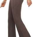 DLOODA Womens Yoga Pants with Pockets High Waisted Flare Leggings Bell Bottom Tummy Control Workout Bootcut Leggings (Large, Brown)