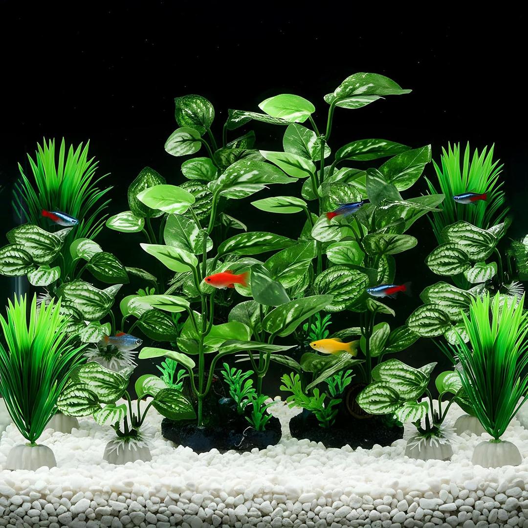 14 Pcs Aquarium Decorations Fish Tank Artificial Plastic Plants Silk Aquarium Plants Aquatic Water Grass Foreground Decor for Fish Tank Decoration