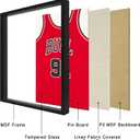 16x20 Large Shadow Box Picture Frame with Soft Linen Back, Black Wooden Youth Kids Jersey Frame Display Case with Tempered Glass Cover for Wall Display