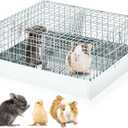 DoubleFill 2 Hole Cavy Transport Cage 16 x 14 x 8 Inch, Chinchilla Hamsters Chicks Rabbit Carrier for Travel Temporary Housing, Indoor Outdoor Pet Habitat Animal Enclosure