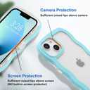 Anuck for iPhone 13 Case Wavy Edge Clear Back Design, Anti-Slip Grip Cute Wave Curly Frame Shape Shockproof Soft TPU & Hard Bumper Protective Phone Case Cover for Women Girls, Dark Blue