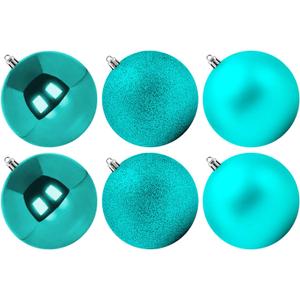 Benjia Extra Large Size Outdoor Christmas Ornaments, Oversized Huge Big Shatterproof Xmas Christmas Plastic Balls for Outside Lawn Yard Tree Hanging Decorations (4"/100mm, Teal, 6 Packs)