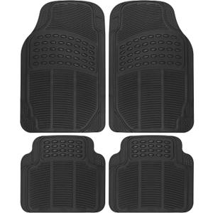 BDK Floor Mats, 4-Piece All-Weather Car Mat with Universal Fit Design, Durable Rubber Car Floor Mats with Capture Ridges, Waterproof for Cars Trucks SUV (Black)