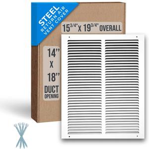 Fits 14x18 Duct Opening | Steel Return Air Grille by Handua | Vent Cover Grill for Sidewall and Ceiling | White | HVAC Cold Air Intake Grille | Outer Dimensions: 15.75"W X 19.75"