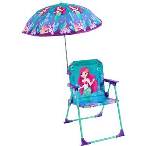 WERNNSAI Kids Beach Chair with Umbrella, Toddler Outdoor Folding Camping Chair with Canopy Sun Shade for Beach Pool Travel Picnic for Age 1-3 (Mermaid), 9.8"D x 13.7"W x 27"H