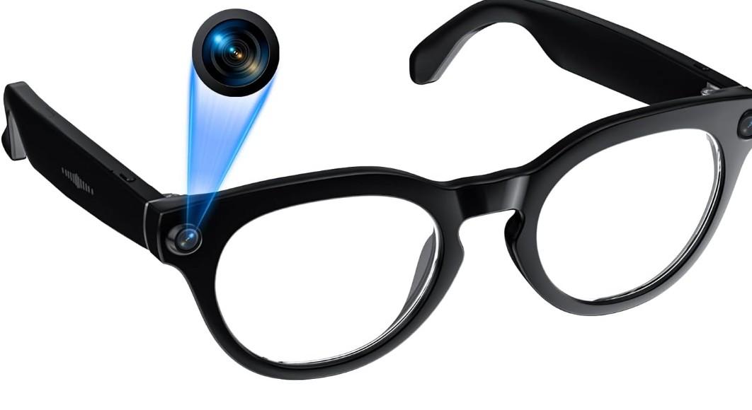 AI Smart Glasses with 8MP Camera, Continuous 12-Min 1200P Video Recording, Real-Time Translation & Voice Assistant, Open-Ear Bluetooth Audio for