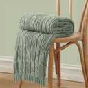 Aormenzy Cable Knit Throw Blankets 50 x 60 Inches, Soft Cozy and Lightweight Knitted Blanket, Machine Washable Acrylic Blanket, Decorative Throw Blanket for Couch Sofa Bed, Sage Green